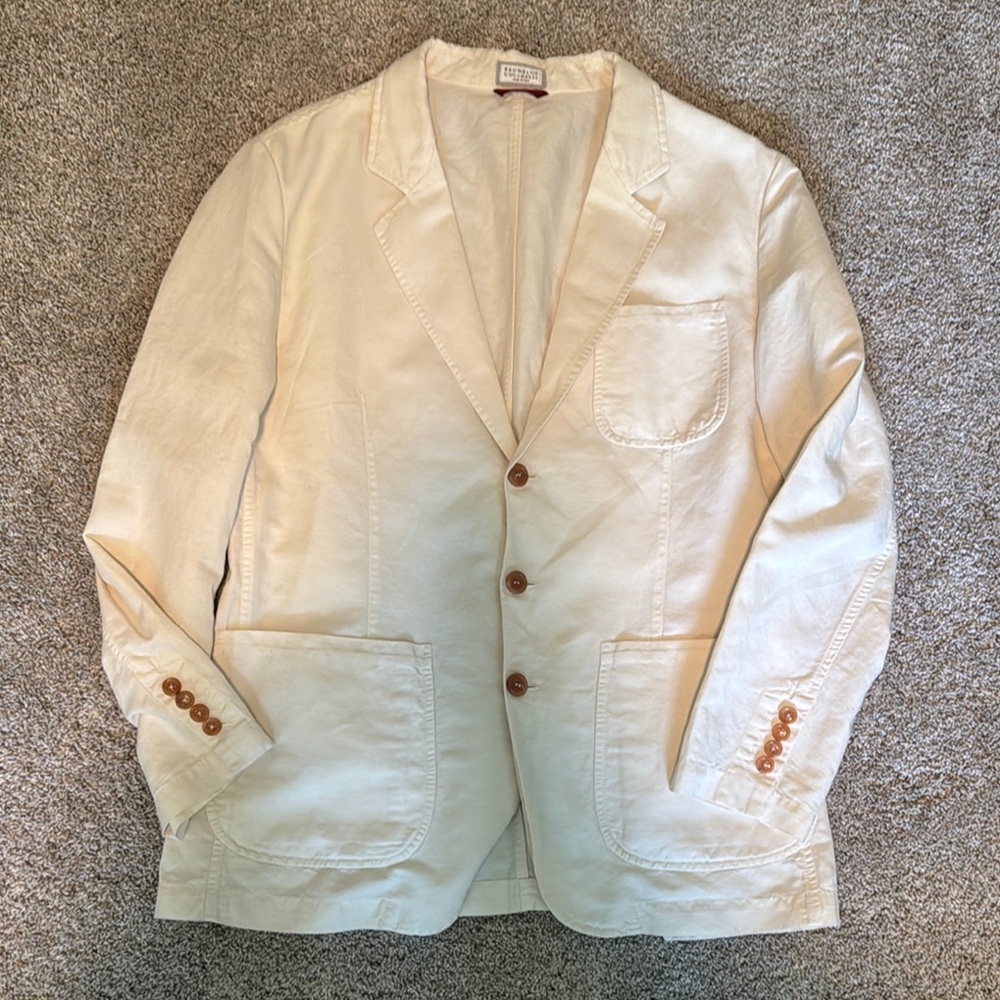 Cream Blazer with Brown Buttons